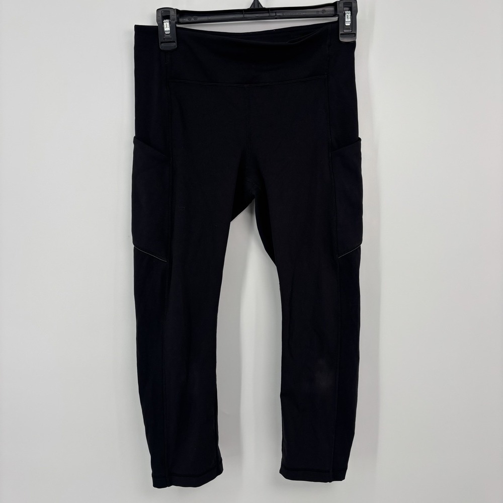 Lululemon Speed Up Crop 21" Womens Size 6 Black Running Yoga Pocket Leggings